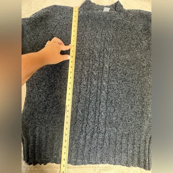 VTG Victoria Jone Sweater Womens Plus 3X Mock Neck Charcoal Chunky Cable Knit - Picture 5 of 8